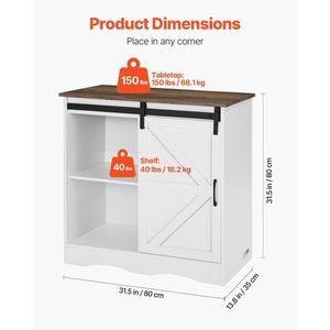 Mobiletto Bar da Caffè Stile Rustico a 3 Ripiani 80x35x80 cm con Ante Scorrevoli - Product Image 3