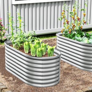 Bac à fleurs ovale surélevé en métal 5x3x2 pieds à fond ouvert pour fleurs et plantes - Product Image 3
