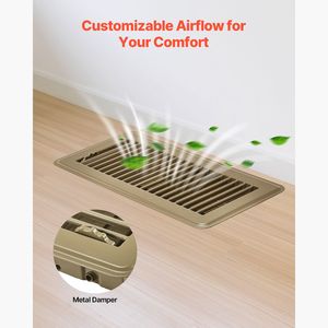 Set di 6 Griglie per Pavimento in ABS Resistente 10" X 4", Prese d'Aria Regolabili Antiruggine per HVAC - Product Image 2