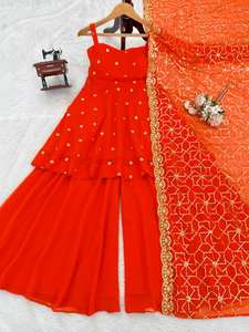 TENNECY Exportador Indio: Conjunto Palazzo de Diseño Tradicional en Faux Georgette de Secado Rápido para Uso Festivo/Casual/Bodas - Precio de Fábrica - Product Image 2