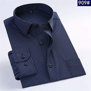 Chemise habillée classique pour homme, coupe ajustée, manches longues, tissée, infroissable, en mélange de coton, boutonnée, pour affaires, bureau et soirées - Product Image 5