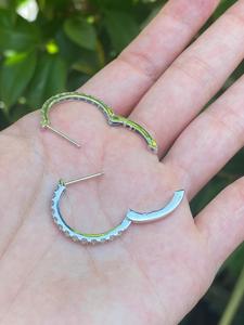 Diamond Hoop Earrings 14k 18k Solid Gold 1Ct Round Cut Lab Grown Pave Set Stacking Minimalist Everyday Wear <b>Huggies</b> Fine Jewelry - Product Image 3