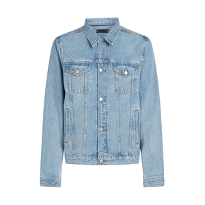 Ripped distressed <b>denim</b> <b>jacket</b> made with soft breathable fabric featuring a modern rugged look reinforced seams - Product Image 1