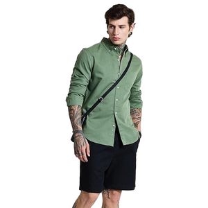 Men's Plain Shirts | Beach Wear| Resort Wear Streetwear Style | Cotton Blend Button <b>Down</b> Full Sleeve Slim Fit Green - Product Image 1