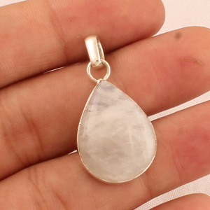 Colgante de Piedra Lunar Arcoíris Natural, Plata de Ley 925, Venta al por Mayor, Colgante de Gema de Piedra Lunar Fuego Azul AAA, Joyería de Plata Hecha a Mano - Product Image 6