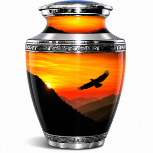 Urne funéraire élégante Colibri avec motifs floraux inspirés de la nature et accents gravés en argent poli pour adulte - Product Image 2