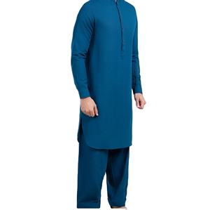 Dernier modèle 2026 – Ensemble 2 pièces Pathani Salwar Kameez pour homme, couleur unie, coupe ajustée, 100 % coton, style Kameez Shalwar musulman - Product Image 1