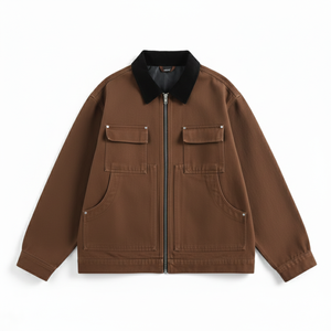 Veste en coton doublée polaire avec logo personnalisé pour homme, coupe-vent épais et chaud pour l'hiver, fermeture éclair, style décontracté, streetwear, vêtements de travail, vêtements d'extérieur - Product Image 3
