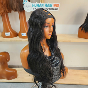 Perruque longue en U en gros avec petit bonnet, sans colle, fabriquée à la machine, en cheveux humains vierges, perruque en U en forme de V naturelle, cheveux du Vietnam - Product Image 1