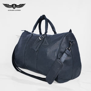 Sac de sport de luxe en cuir véritable pour homme avec fermeture éclair, durable, pour week-end et nuitée - Product Image 2