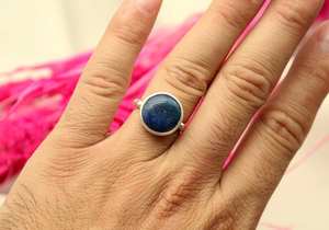 Anillo de Plata de Ley 925 con Lapislázuli Natural, Corte Ovalado, Clásico, Hecho a Mano, Certificado por IGI, Regalo para el Día de la Madre - Product Image 5