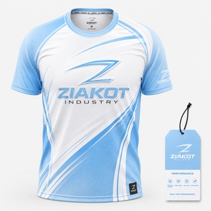ZIAKOT industry New design Men's Custom Aqua Black-White 3D Pattern Design Abstract Brush Stroke Performance <b>T</b>-<b>Shirt</b> - Product Image 3