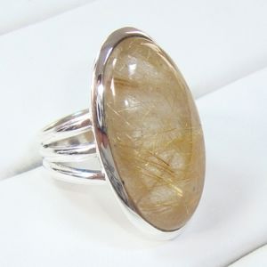 925 joyería de plata al por mayor anillos de piedras preciosas anillos de Cuarzo rutilado eternidad vermeil 925 anillo de plata esterlina para mujer - Product Image 2