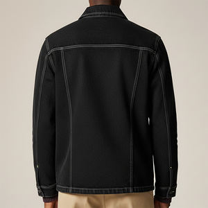 Veste en jean vintage pour homme, lavée sur mesure, avec logo personnalisé sur le devant, boutons robustes, doublure en laine, livraison directe d'usine - Product Image 2