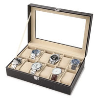 Boîte à montre en carton réutilisable haut de gamme avec logo personnalisé imprimé en relief, finition bronzée, revêtement UV, doublure en éponge, étuis cadeaux portables pour hommes