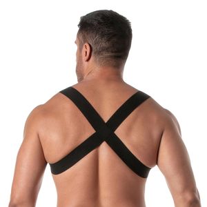 Pantalones de cuero sintético para hombre con arnés en el pecho, disfraz sexy negro de longitud completa - Product Image 6
