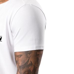 Mens <b>White</b> Jersey T Shirt Short Sleeve Athletic Gym Workout <b>Tee</b> Breathable Lightweight Running Fitness - Product Image 6