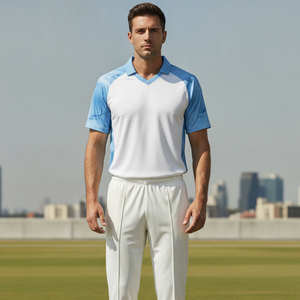 Tenues de cricket personnalisées en gros, kits d'équipe sublimés, uniformes de cricket blancs respirants pour hommes, prix d'usine - Product Image 5
