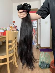 Venta al por mayor Raw vietnamita camboyano Remy extensión del pelo de doble dibujado ondulado natural y recto de doble trama sin enredos mechones de pelo - Product Image 2