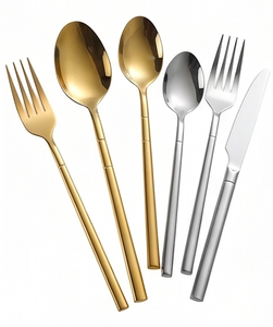 Ensemble de couverts argentés et dorés en acier inoxydable de qualité supérieure, élégants pour les mariages, les restaurants et la maison - Product Image 1