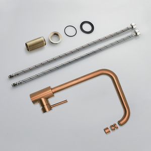 Robinet de cuisine moderne en acier inoxydable 304 couleur or rose, avec bec pivotant à 360°, mitigeur monocommande chaud/froid, et cartouche céramique - Product Image 4