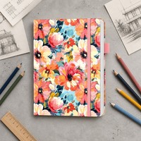 Carnet à couverture rigide avec pelliculage brillant, impression personnalisée impressionniste, bande élastique, journal d'écriture pour journal de voyage