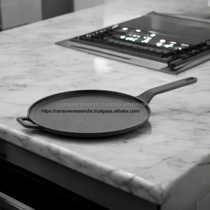 Poêle Tawa en fonte non revêtue de fabrication indienne, 26 cm, compatible gaz et induction, certifiée CE, design contemporain, sans couvercle, pour pizza - Product Image 3