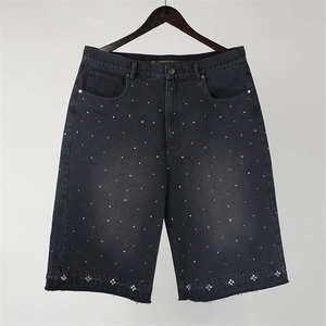 Shorts en jean droits pour homme, style streetwear urbain, respirants, séchage rapide, taille haute, multi-poches, décontractés, été, bleu, 100% coton, vente en gros - Product Image 3