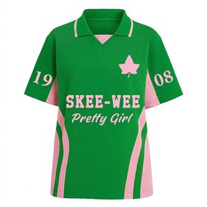 Alpha AKA Sorority Casual Dress Shirt Sublimated Polka Dot Button <b>Down</b> Women Greek Letter Tops - Product Image 1