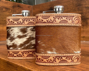 2025 populaire personnalisé whisky liqueur vin en acier inoxydable usiné à la main en cuir hanche flacon de haute qualité en cuir de vachette hanche flacon - Product Image 3