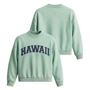 Pull blanc pour femme à col ras du cou, broderie lettres Hawaï, manches longues, streetwear hiver, tricoté décontracté 200g, tenues universitaires - Product Image 4