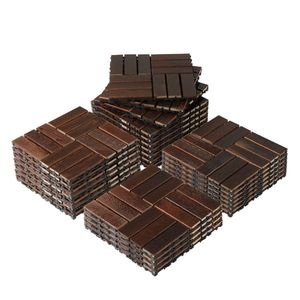 27 Pezzi di Piastrelle in Legno a Incastro 30x30 cm, Pavimentazione Impermeabile per Interni ed Esterni, Decking in Legno per Patio - Product Image 2