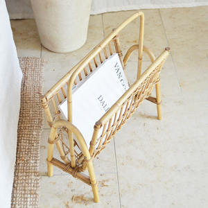 Revistero de madera de ratán, accesorios para muebles de oficina, archivos de lujo, soporte para organización, estantes - Product Image 6