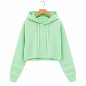 Sudadera con Capucha Corta de Color Menta de Alta Calidad para Mujer, Marca HMR Sorority Sisterhood, Precio al por Mayor, Tejido Sólido, Ropa Casual de Primavera - Product Image 5