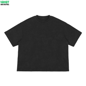 เสื้อยืดทรงบ็อกซี่ แขนสั้น คอกลม ผ้าคอตตอนผสม สไตล์ลำลอง สีพื้น สตรีทแวร์ - Product Image 1