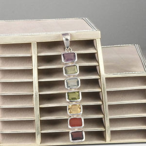7 Chakra Natural Gemstone Sterling <b>Silver</b> Pendant <b>Necklace</b> Chakra <b>Silver</b> Jewelry 925 <b>Silver</b> Gemstone Pendant Chakra Pendants - Product Image 2