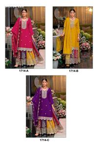 Collection Premium Design Moderne en Soie Chinon avec Broderie et Travail Zarkan - Ensemble Lehenga-Kurta & Dupatta - Collection Aïd & Diwali - Product Image 2