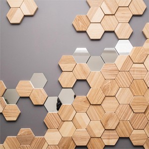 Acacia Wood Hexagon Honeycomb Mid Century Modern Handmade Wall Modules-Wholesale Wooden Wall Art by Aqudus Saleem - Product Image 1