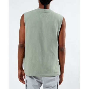 AL RAFEEQ Men's High Street Style Slim Fit Sleeveless Tank <b>Top</b> Spandex/Cotton Quick Dry Fabric Solid Pattern for Summer Beach - Product Image 2