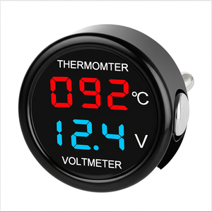 Medidor de voltaje automático de 12-24V, termómetro con pantalla Digital LED, Cargador USB - Product Image 5