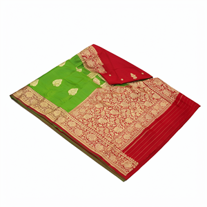 Saris en soie brodée Banarasi faits à la main, tenues de mariage indiennes traditionnelles, vente en gros, design ethnique, longueur au sol, élégants - Product Image 1