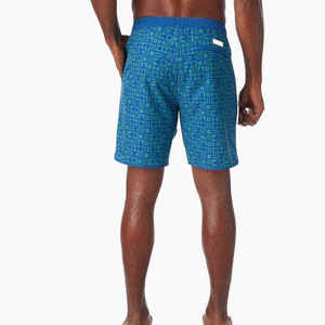 Men's Blue Geometric Print Board Shorts With Pockets Quick Dry <b>Elastic</b> Waist Casual Style Short Length - Product Image 5