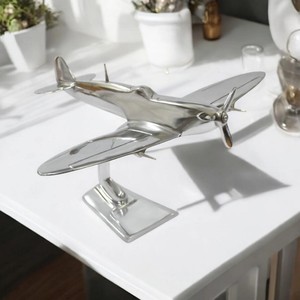 Cast Aluminium Royal Air Force Spitfire Aircraft Scale Model With Desktop Display <b>Stand</b> For Home Office Decorative Aviation - Product Image 4