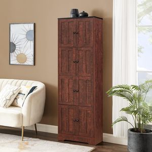 8-Door Tall Storage <b>Cabinet</b> with 4 Shelves <b>Wall</b>-mounted Living Room <b>Cabinet</b> for Kitchen Office <b>Bedroom</b> BathroomWaln - Product Image 4