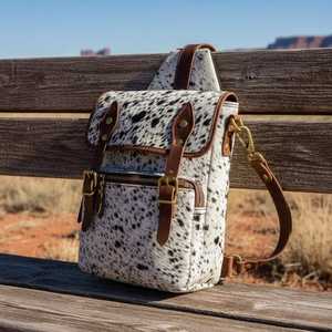 Custom Hair-On Leather <b>Backpack</b> Cowhide Travel <b>Laptop</b> Bag Custom Logo Wholesale Supplier Manufacturer Bulk LHBP-0041 - Product Image 1