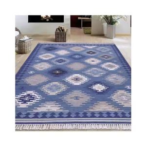 Indian Manufacturer's Best Selling Premium Quality Handwoven Embroidered Cotton <b>Rug</b> Set Modern Geometric Pattern Washable Sale - Product Image 1