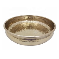 Bol de service rond en aluminium martelé, couleur or, bol à salade et bol à fruits, fait à la main, personnalisé