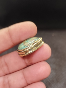 Pendentif en laiton turquoise à rainures pour cabochon, style vintage, pour femmes, idéal pour la fabrication de macramés et de bijoux (vente en gros) - Product Image 4