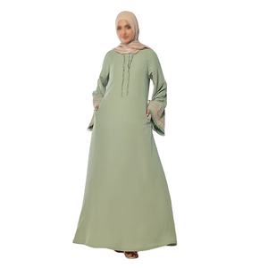 Abaya informal transpirable hasta el suelo para mujer, ropa islámica de diseño personalizado para adultos, venta al por mayor - Product Image 1