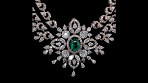 Luxury <b>Silver</b> <b>Necklace</b> Earring Set with Lab Grown <b>Diamonds</b> & Green Emerald|Bridal & Party Wear Jewelry Bridal|Wedding Jewelry St - Product Image 4
